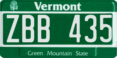 VT license plate ZBB435