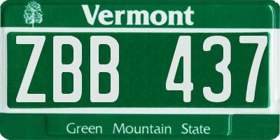 VT license plate ZBB437