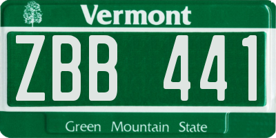 VT license plate ZBB441