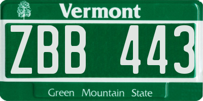 VT license plate ZBB443