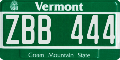 VT license plate ZBB444
