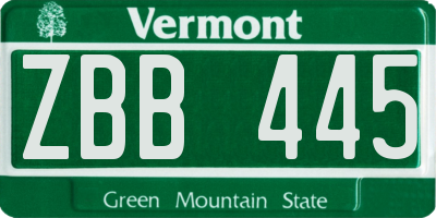 VT license plate ZBB445