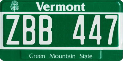 VT license plate ZBB447