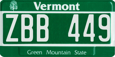 VT license plate ZBB449