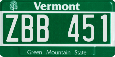 VT license plate ZBB451