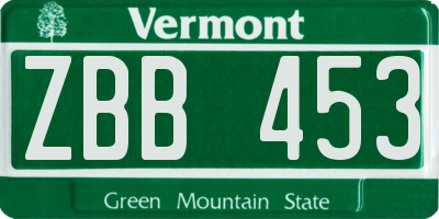 VT license plate ZBB453