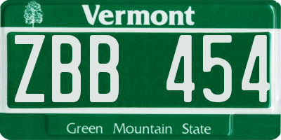 VT license plate ZBB454