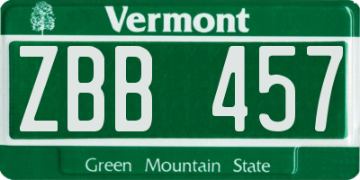 VT license plate ZBB457