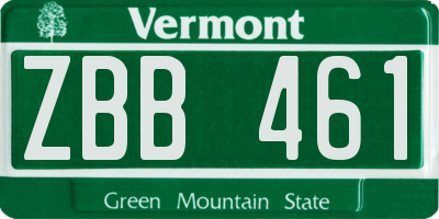 VT license plate ZBB461