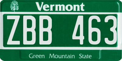 VT license plate ZBB463