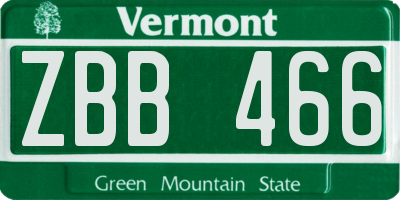 VT license plate ZBB466