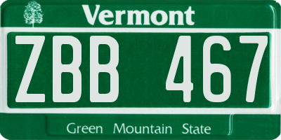 VT license plate ZBB467