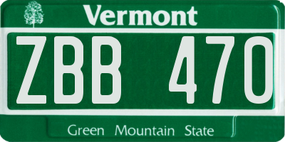 VT license plate ZBB470