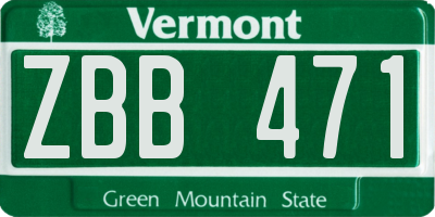 VT license plate ZBB471