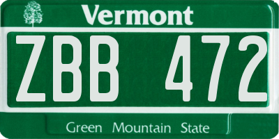 VT license plate ZBB472