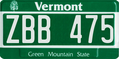 VT license plate ZBB475