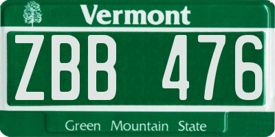 VT license plate ZBB476