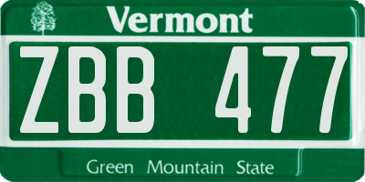 VT license plate ZBB477