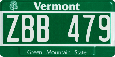 VT license plate ZBB479