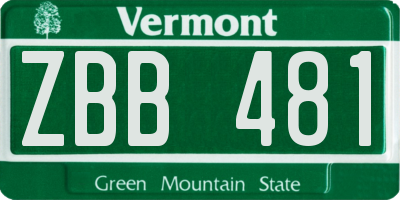 VT license plate ZBB481