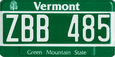 VT license plate ZBB485