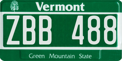VT license plate ZBB488