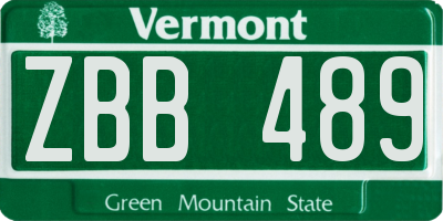 VT license plate ZBB489