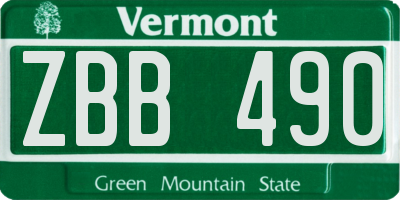 VT license plate ZBB490