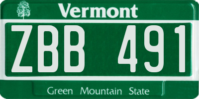 VT license plate ZBB491