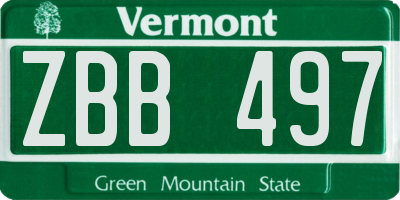 VT license plate ZBB497