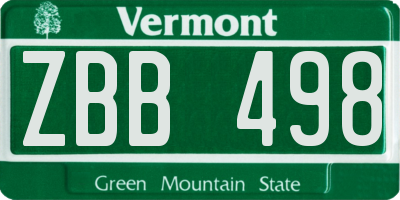 VT license plate ZBB498