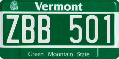 VT license plate ZBB501