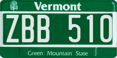 VT license plate ZBB510