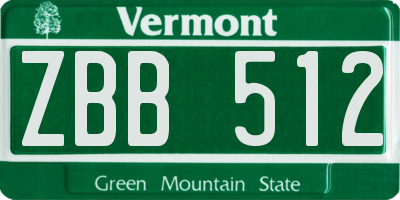 VT license plate ZBB512