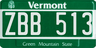 VT license plate ZBB513