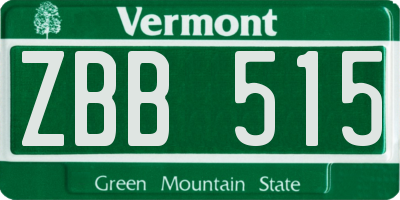VT license plate ZBB515
