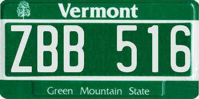 VT license plate ZBB516