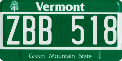 VT license plate ZBB518
