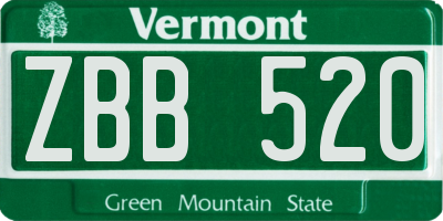 VT license plate ZBB520