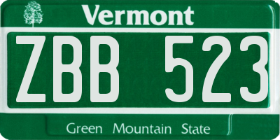 VT license plate ZBB523