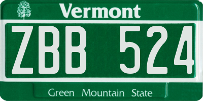 VT license plate ZBB524