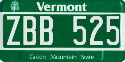VT license plate ZBB525