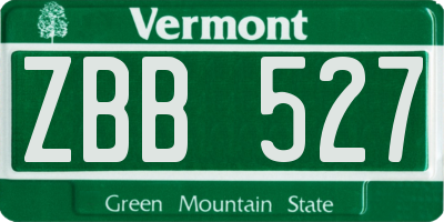 VT license plate ZBB527