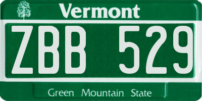 VT license plate ZBB529