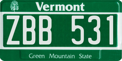 VT license plate ZBB531