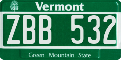 VT license plate ZBB532