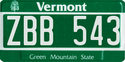 VT license plate ZBB543