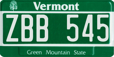 VT license plate ZBB545