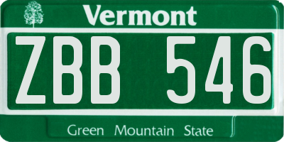 VT license plate ZBB546