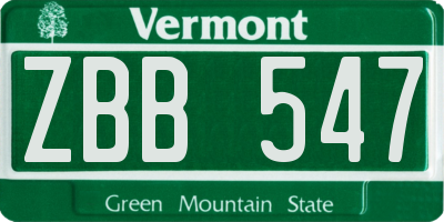 VT license plate ZBB547